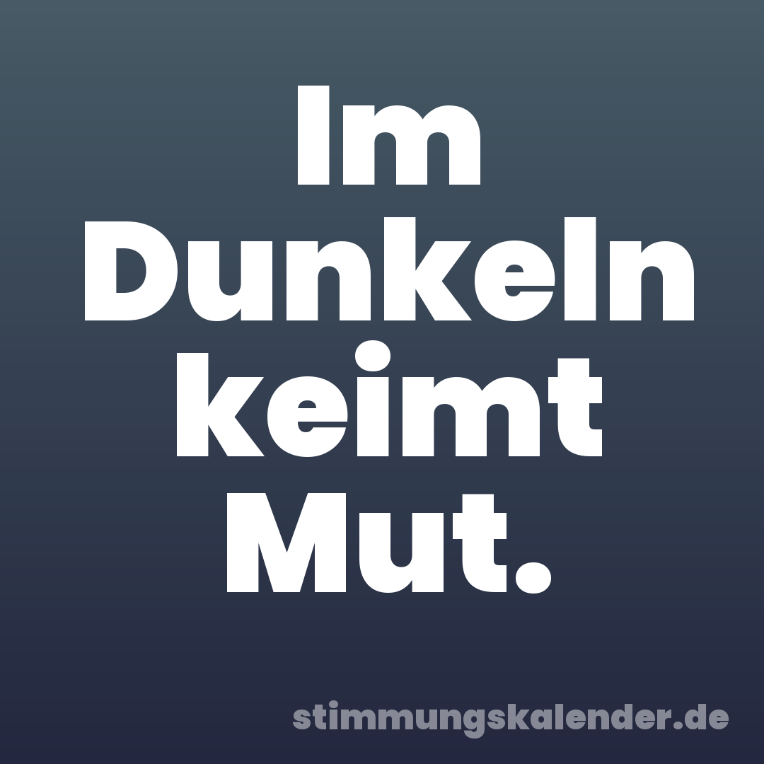 Im Dunkeln keimt Mut.