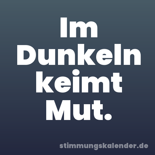 Im Dunkeln keimt Mut.
