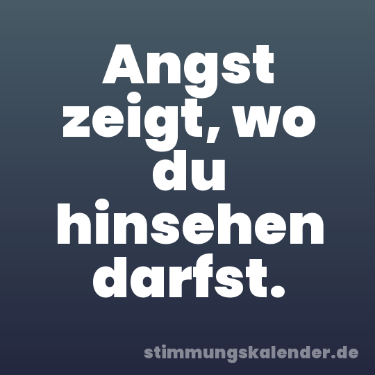 Angst zeigt, wo du hinsehen darfst.