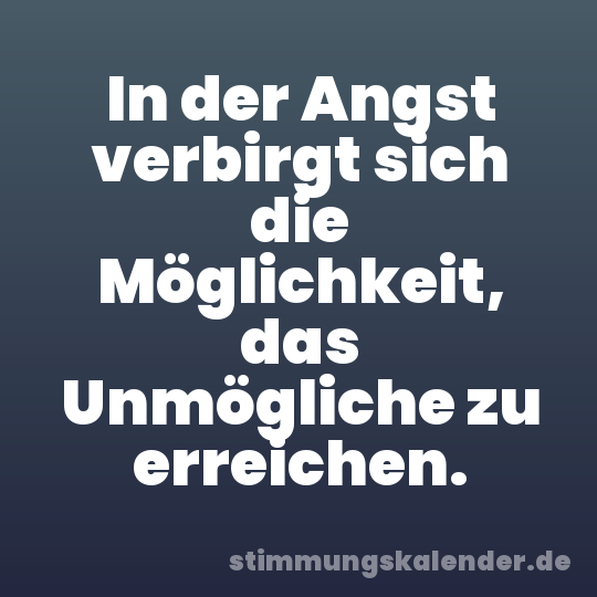In der Angst verbirgt sich die Möglichkeit, das Unmögliche zu erreichen.