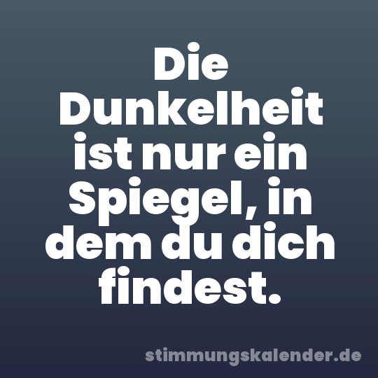 Die Dunkelheit ist nur ein Spiegel, in dem du dich findest.