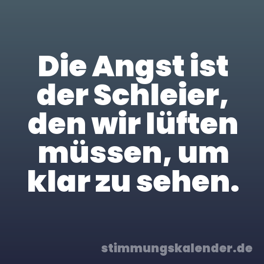 Die Angst ist der Schleier, den wir lüften müssen, um klar zu sehen.