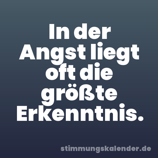 In der Angst liegt oft die größte Erkenntnis.