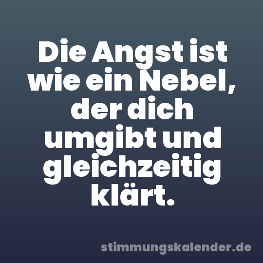 Die Angst ist wie ein Nebel, der dich umgibt und gleichzeitig klärt.