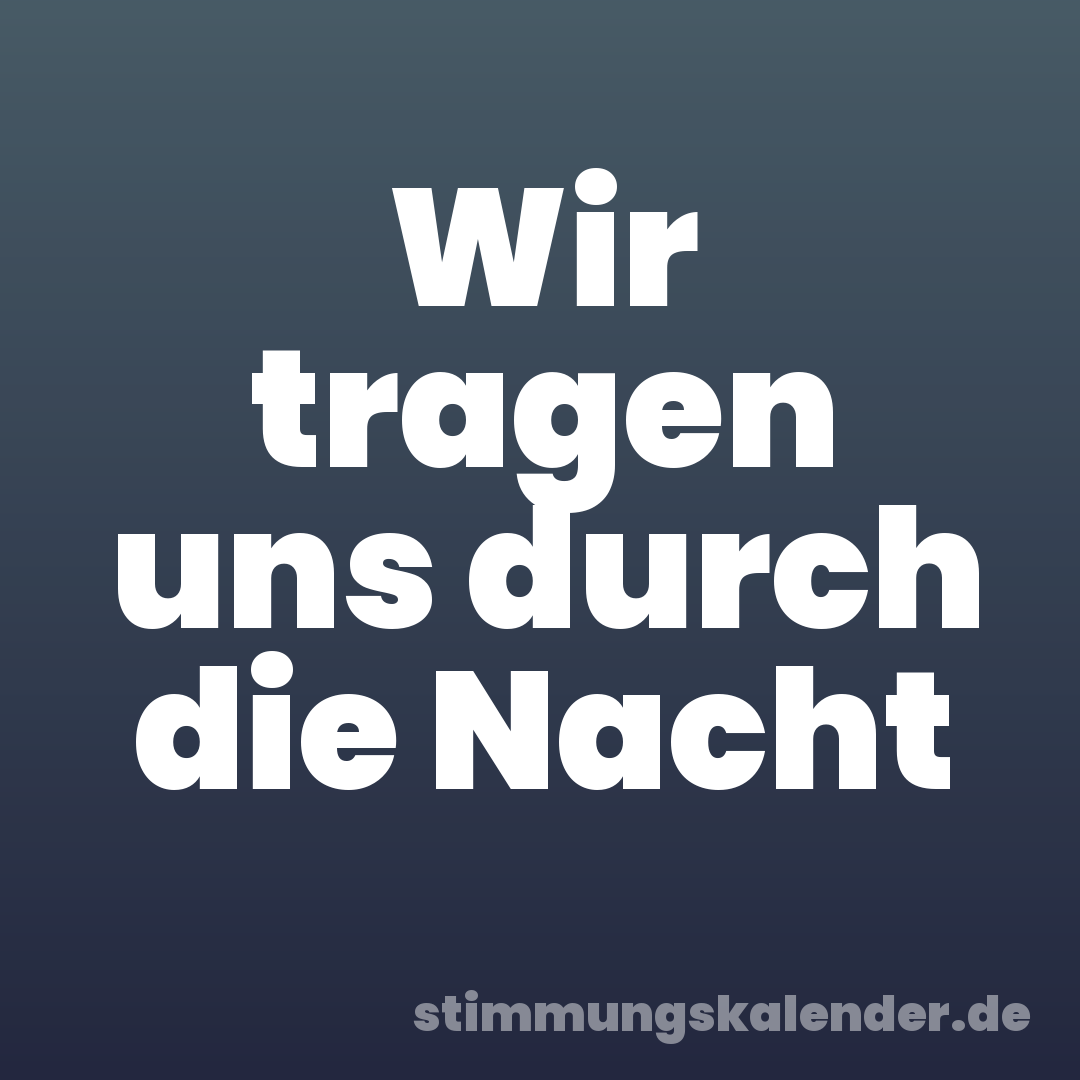 Wir tragen uns durch die Nacht