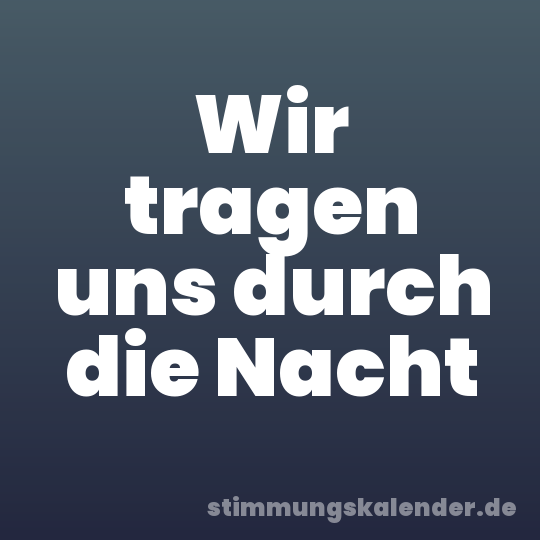 Wir tragen uns durch die Nacht