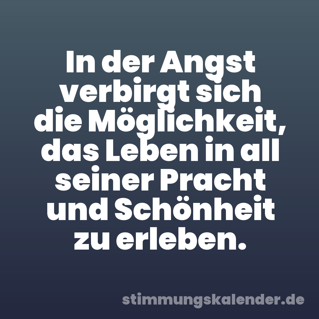 In der Angst verbirgt sich die Möglichkeit, das Leben in all seiner Pracht und Schönheit zu erleben.