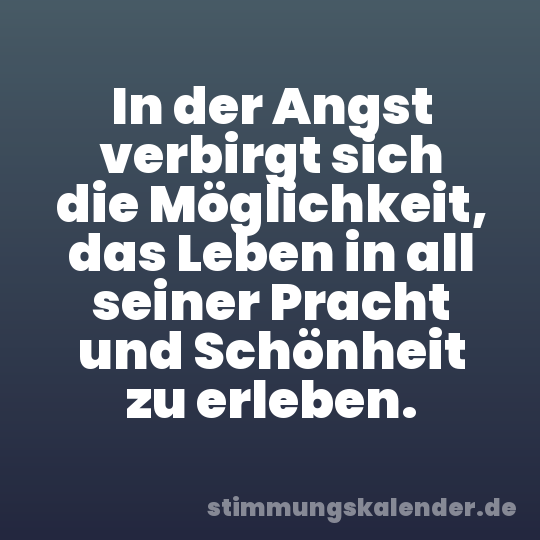 In der Angst verbirgt sich die Möglichkeit, das Leben in all seiner Pracht und Schönheit zu erleben.
