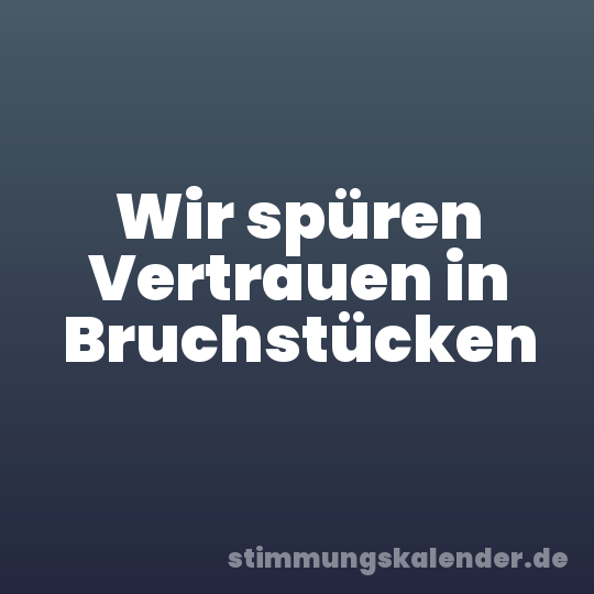 Wir spüren Vertrauen in Bruchstücken