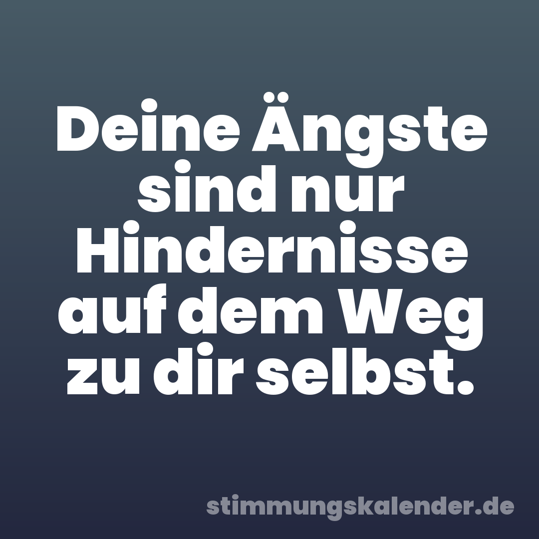 Deine Ängste sind nur Hindernisse auf dem Weg zu dir selbst.