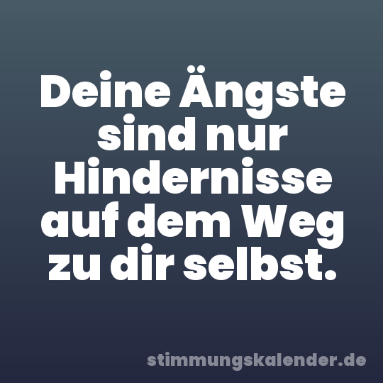 Deine Ängste sind nur Hindernisse auf dem Weg zu dir selbst.