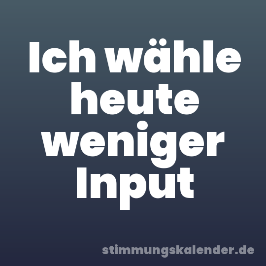 Ich wähle heute weniger Input