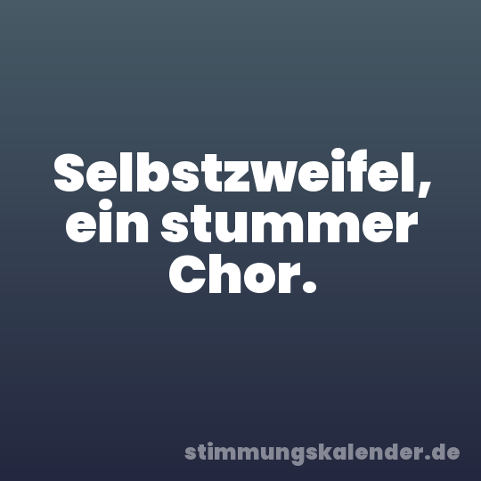 Selbstzweifel, ein stummer Chor.