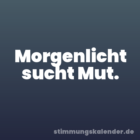 Morgenlicht sucht Mut.