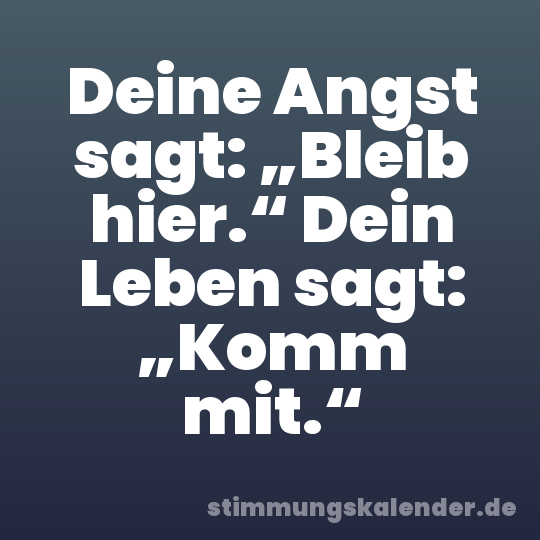 Deine Angst sagt: „Bleib hier.“ Dein Leben sagt: „Komm mit.“