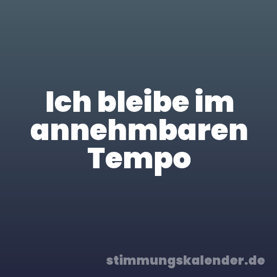 Ich bleibe im annehmbaren Tempo