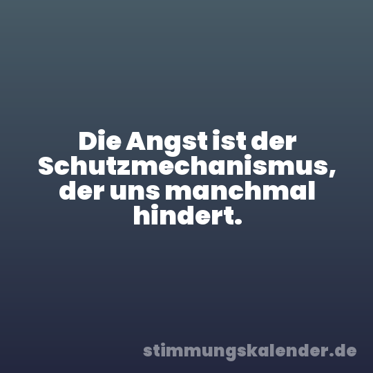 Die Angst ist der Schutzmechanismus, der uns manchmal hindert.