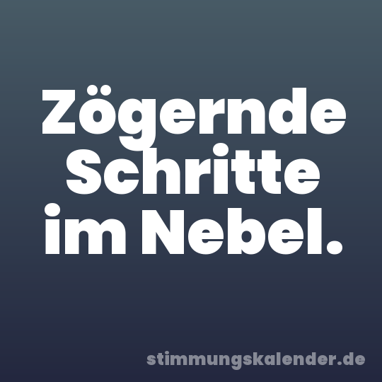 Zögernde Schritte im Nebel.