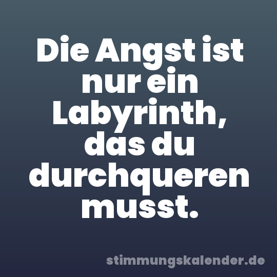 Die Angst ist nur ein Labyrinth, das du durchqueren musst.