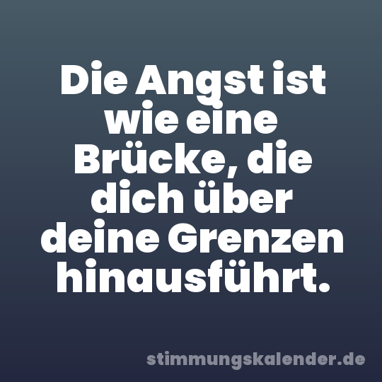 Die Angst ist wie eine Brücke, die dich über deine Grenzen hinausführt.