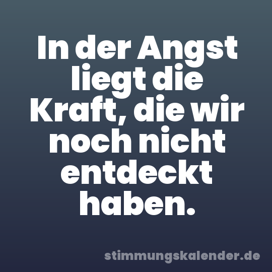 In der Angst liegt die Kraft, die wir noch nicht entdeckt haben.