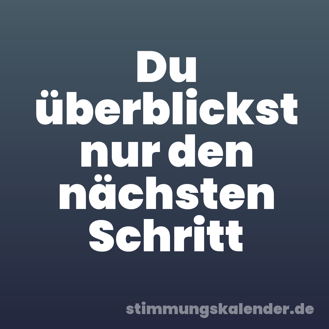 Du überblickst nur den nächsten Schritt