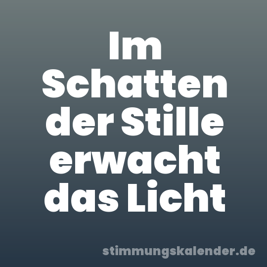 Im Schatten der Stille erwacht das Licht