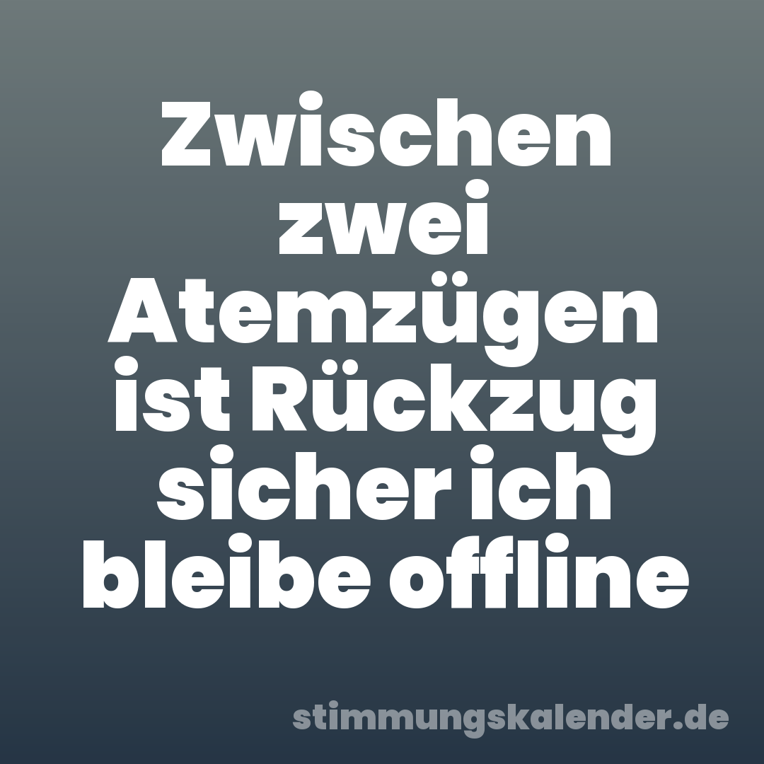 Zwischen zwei Atemzügen ist Rückzug sicher ich bleibe offline
