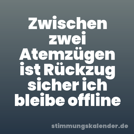 Zwischen zwei Atemzügen ist Rückzug sicher ich bleibe offline