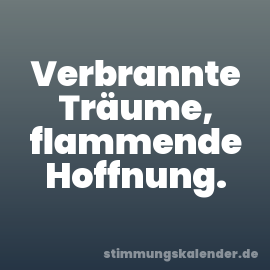 Verbrannte Träume, flammende Hoffnung.