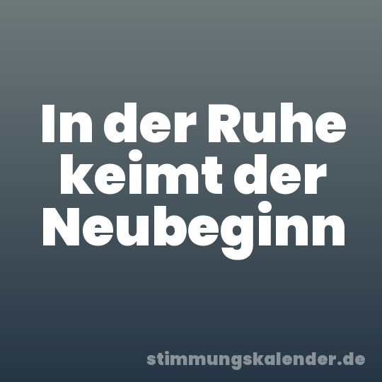 In der Ruhe keimt der Neubeginn