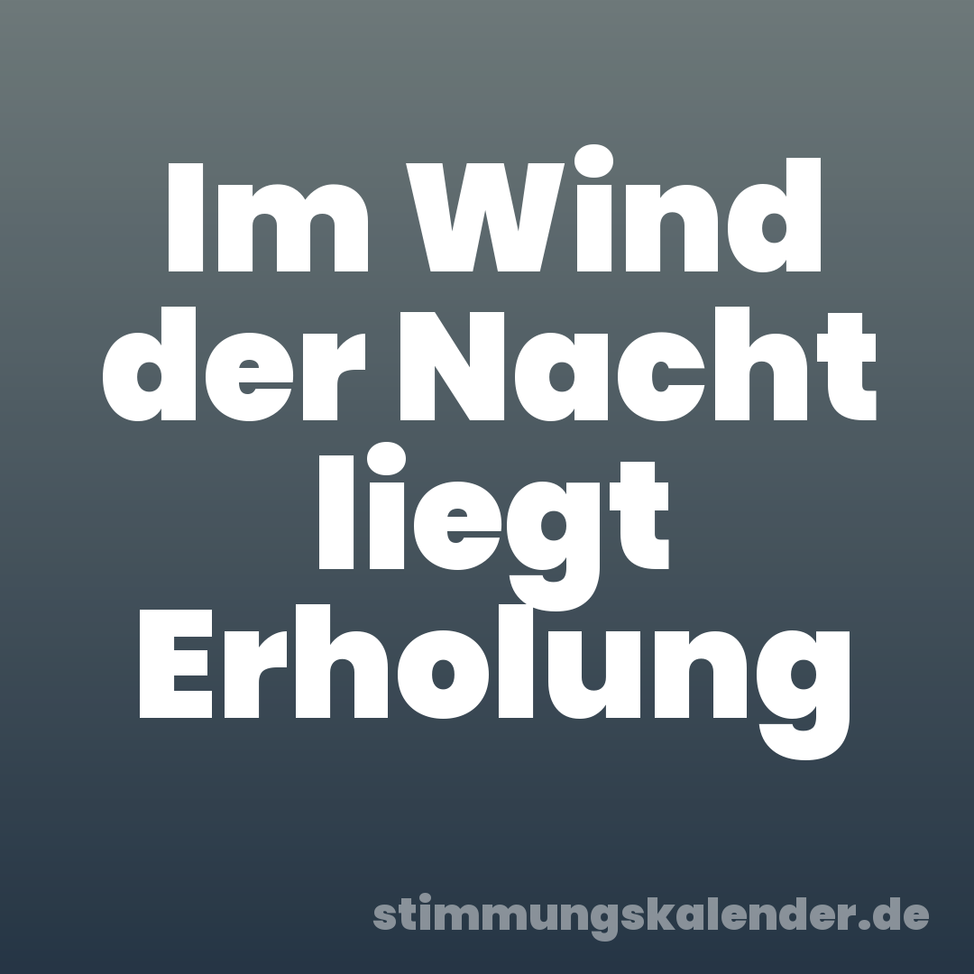 Im Wind der Nacht liegt Erholung