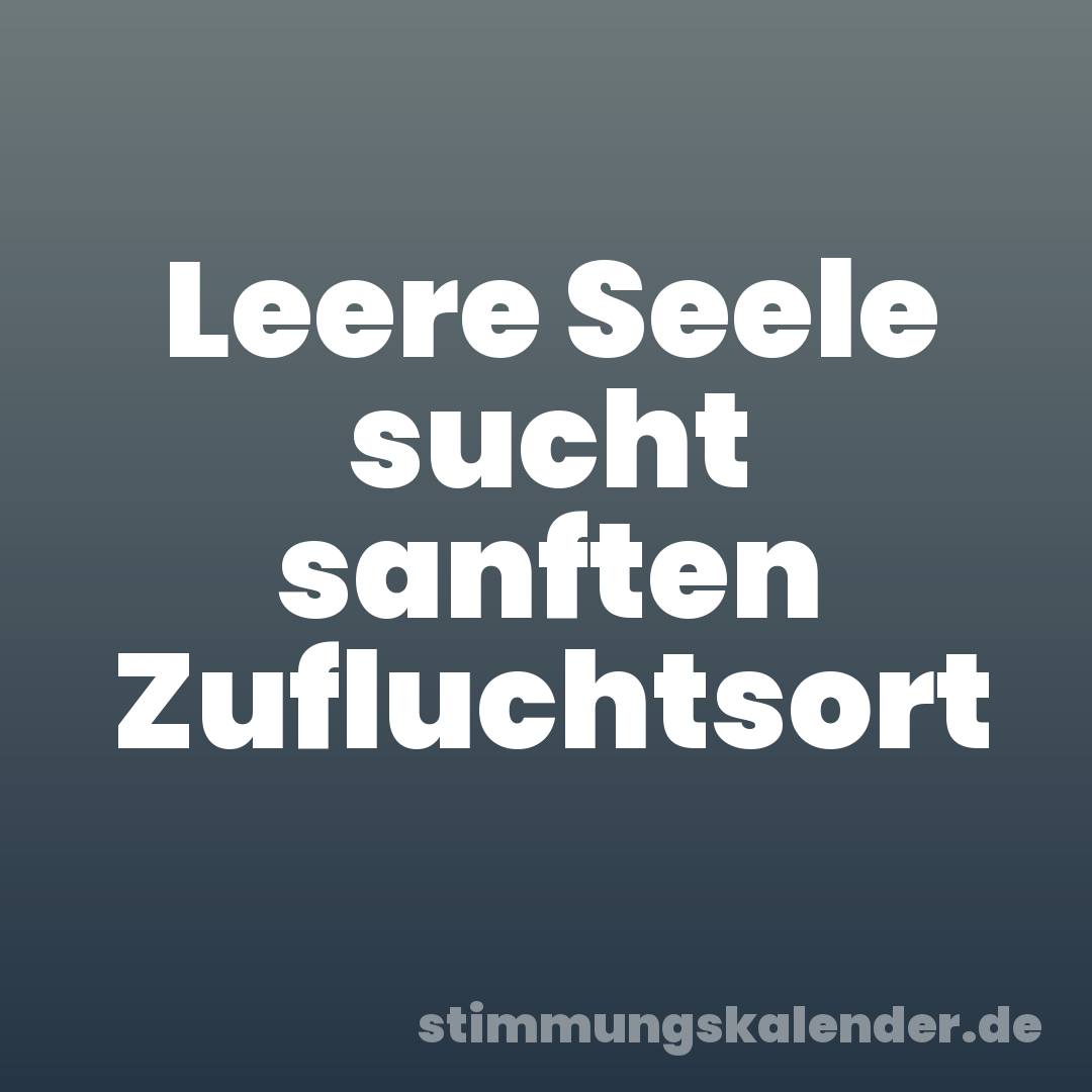 Leere Seele sucht sanften Zufluchtsort