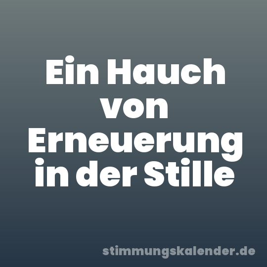 Ein Hauch von Erneuerung in der Stille