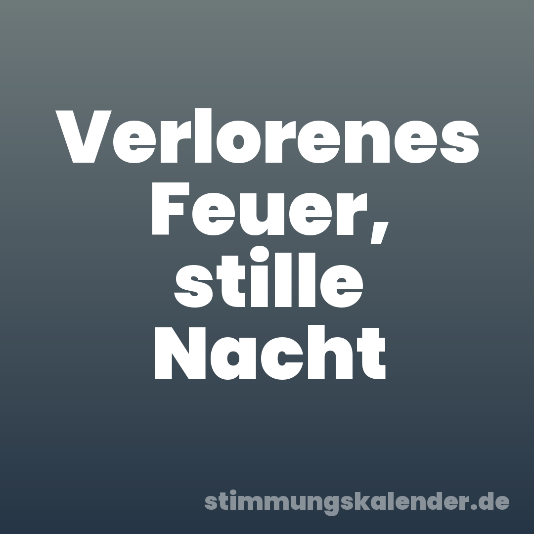 Verlorenes Feuer, stille Nacht