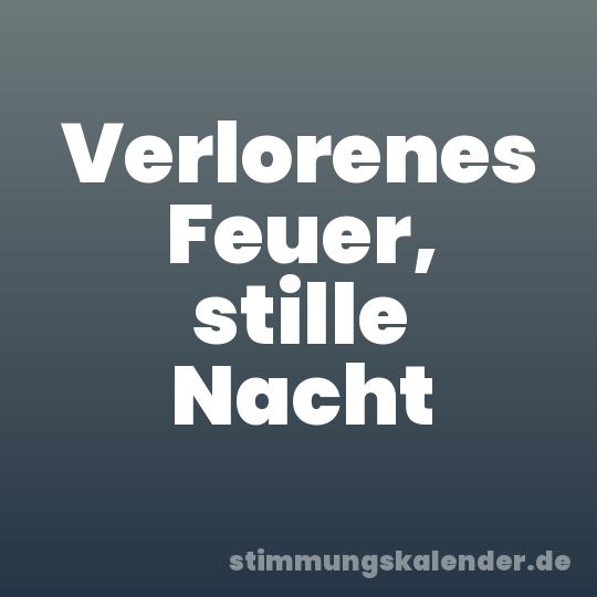 Verlorenes Feuer, stille Nacht