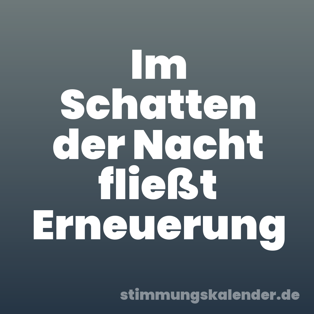 Im Schatten der Nacht fließt Erneuerung