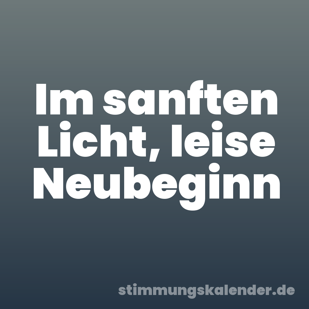 Im sanften Licht, leise Neubeginn