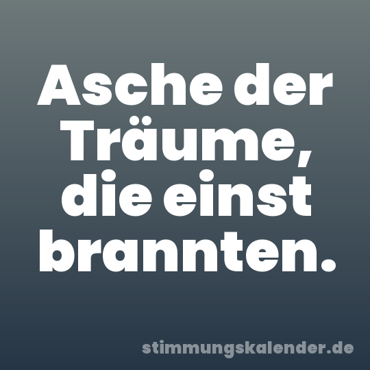 Asche der Träume, die einst brannten.