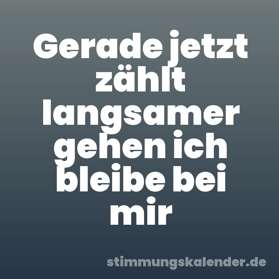 Gerade jetzt zählt langsamer gehen ich bleibe bei mir