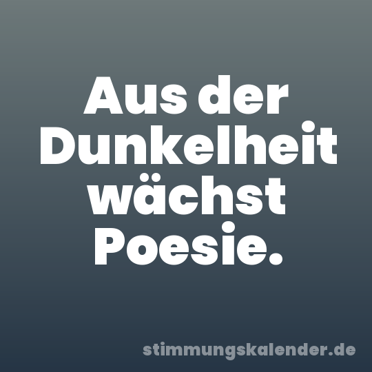 Aus der Dunkelheit wächst Poesie.