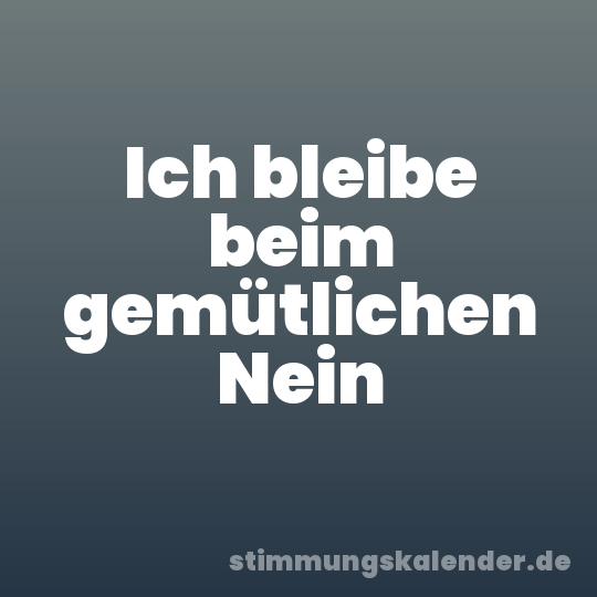 Ich bleibe beim gemütlichen Nein