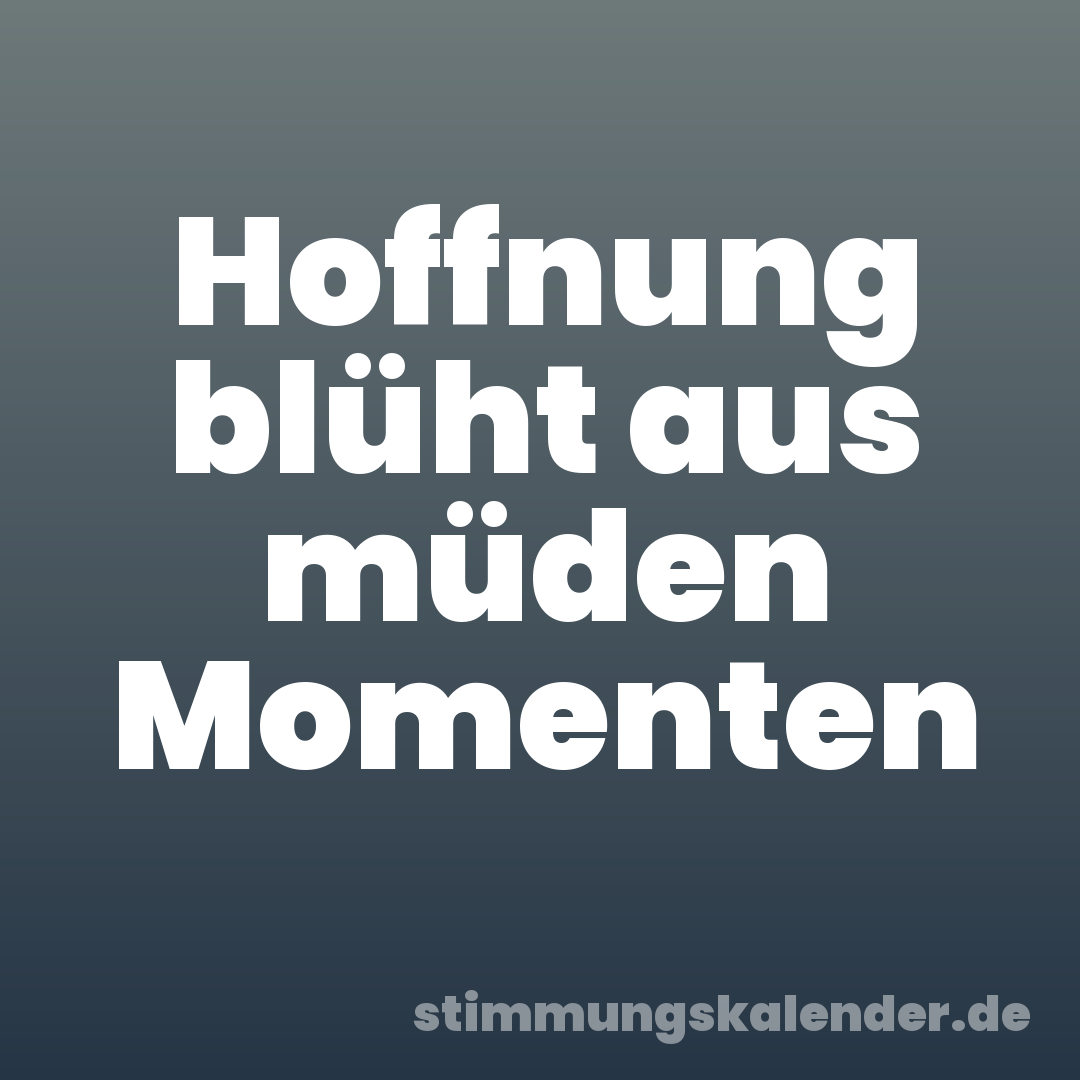 Hoffnung blüht aus müden Momenten