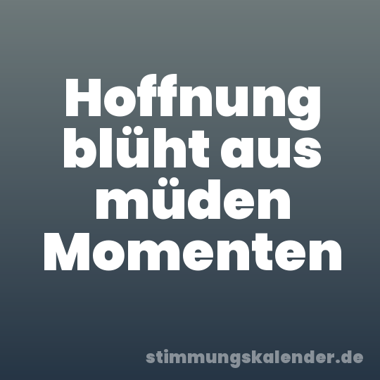 Hoffnung blüht aus müden Momenten