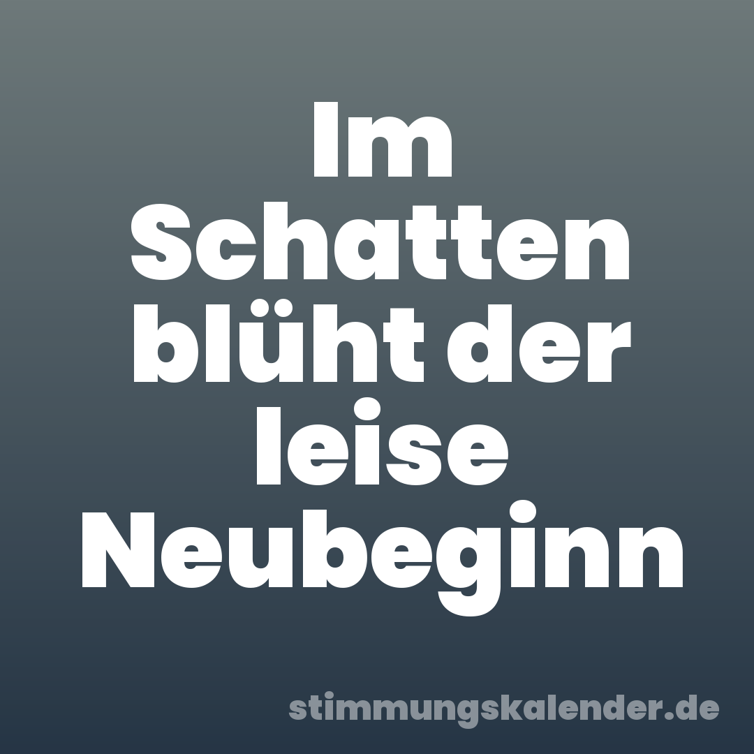Im Schatten blüht der leise Neubeginn