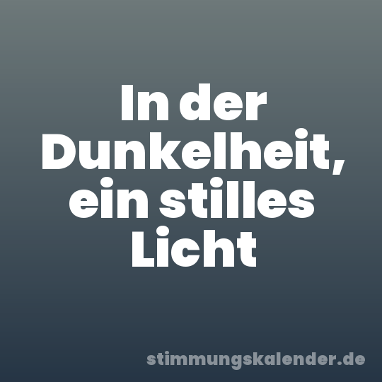 In der Dunkelheit, ein stilles Licht