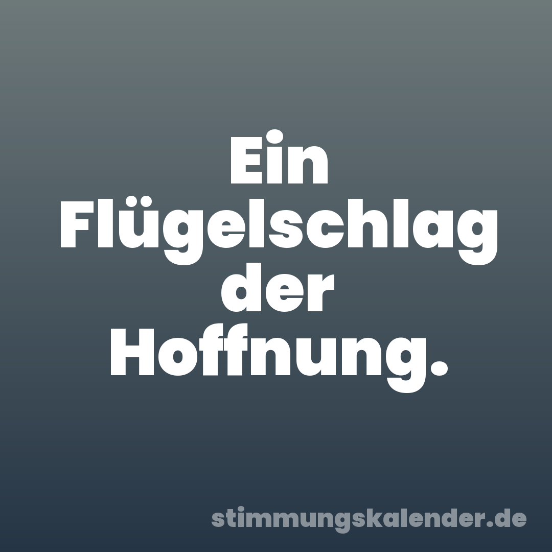 Ein Flügelschlag der Hoffnung.