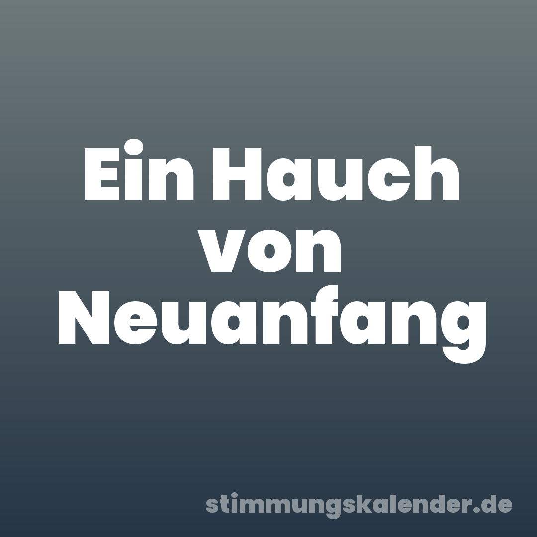 Ein Hauch von Neuanfang