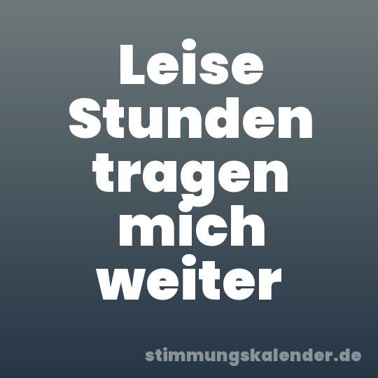Leise Stunden tragen mich weiter