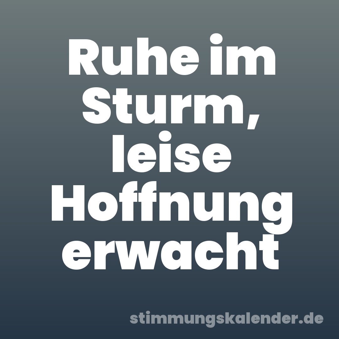 Ruhe im Sturm, leise Hoffnung erwacht